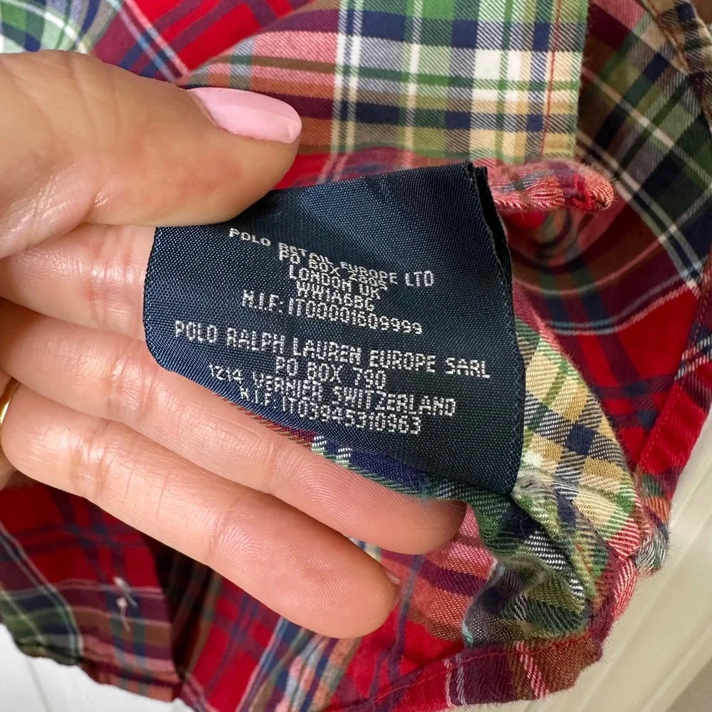 Ralph Lauren Red Plaid Button Down Boys XL 20 Red Excellent Long‎ Sleeve Preppy